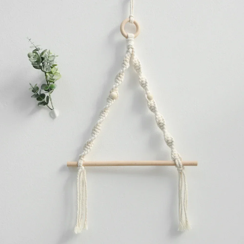 Bohemian Hand-woven Wall-mounted Wooden Bead Roll Paper Rack Towel Rack Homestay Tissue Storage Wall Home Decoration