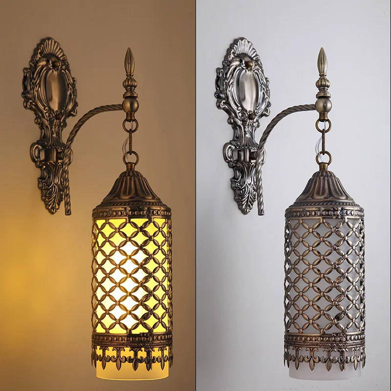 

Turkish Art Decor Ice-cracked Glass Wall Lamp for Exotic Restaurant Hotel Bar Cafe Retro Wall Light