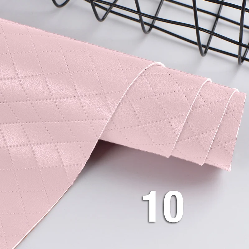 91x132cm Plaids Embossed Faux PU Leather Fabric Grids Checks Pattern Synthetic Leather Fabrics Sheets for DIY Creative Clothing