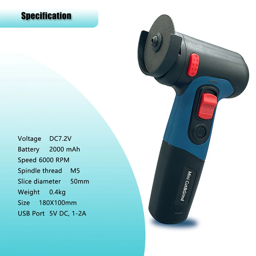 Electric Grinder Angle Grinder Electric Angle Grinder DONUMEH Cordless Angle Grinder 7.2V Type-c USB Rechargeable Lithium Battery Easy Grinding Polishing Cutting Machine Power Tools