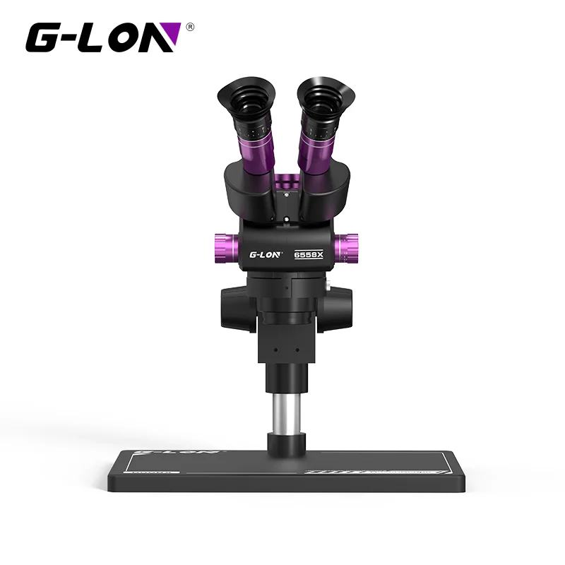 G-LON 6558X Synchronous Zoom Trinocular Stereo Microscope 6.5X-58X