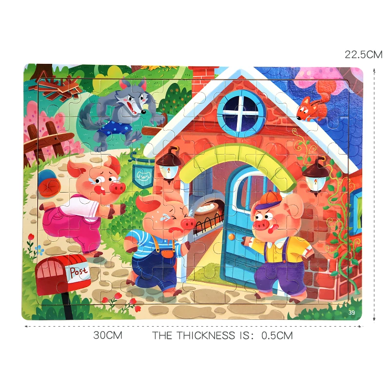 60 Pieces Montessori Wooden Puzzle Cartoon Animals Pattern Jigsaw Puzzles Game Kids Educational Learning Toys Gifts for Children 6