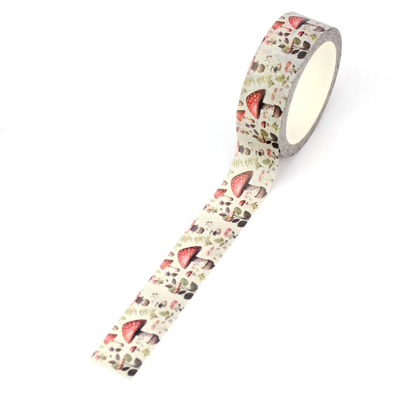 NEW 1PC 10M Deco Retro Botanical Mushrooms and Leaves Washi Tape for Scrapbooking Planner Adhesive Masking Tape Cute Stationery 3