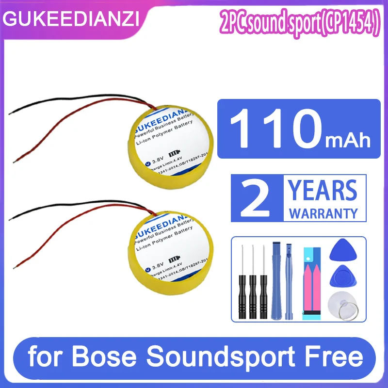 Gukeedianzi Batteria Di Ricambio 2Pc Sound Sport (Cp1454 ) 110Mah Per Cuffie Bluetooth Wireless Bose Soundsport