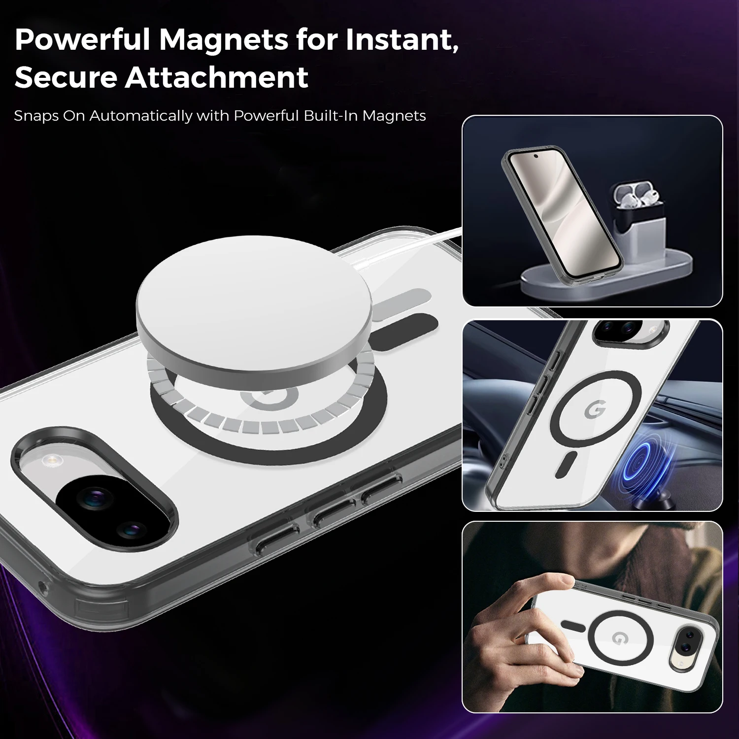 Luxury Clear Acrylic Magnetic Case with Wireless Charging and Shockproof Bumper Cover