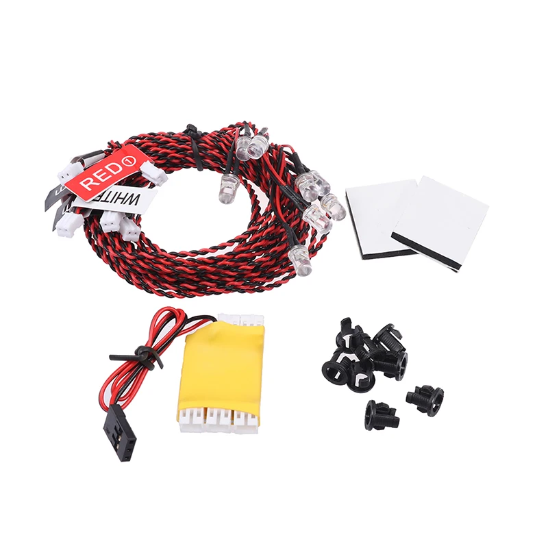 Vue rapprochée du kit d'éclairage LED pour hélicoptère RC avec 8 lumières stroboscopiques