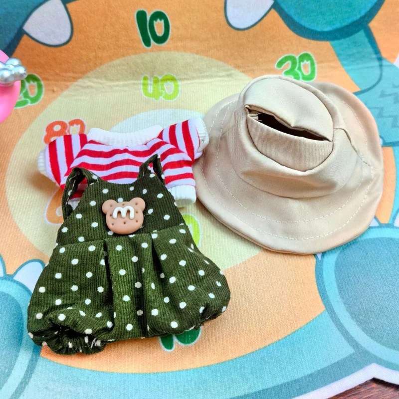 Ropa y accesorios para muñecas de peluche de 17 cm, minimuñecas de peluche, para muñecas ídolos de Corea del Kpop, Exo, Labubu, monos de mezclilla, ropa, regalo para niños