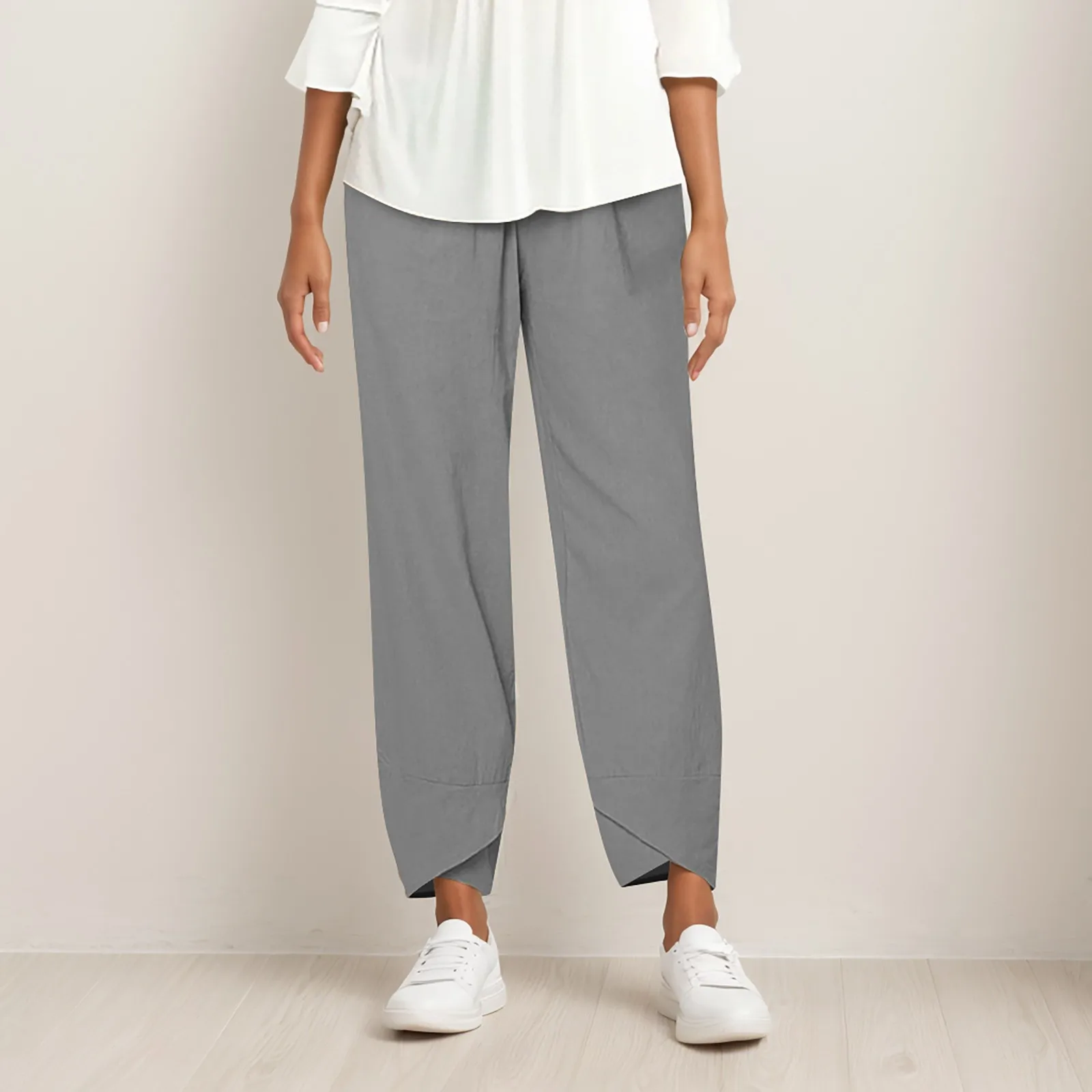 

2024 Summer Cotton Linen Women'S Pants Loose Straight Summer Pants High Casual Waist Long Solid Harajuku Pantalones De Mujer