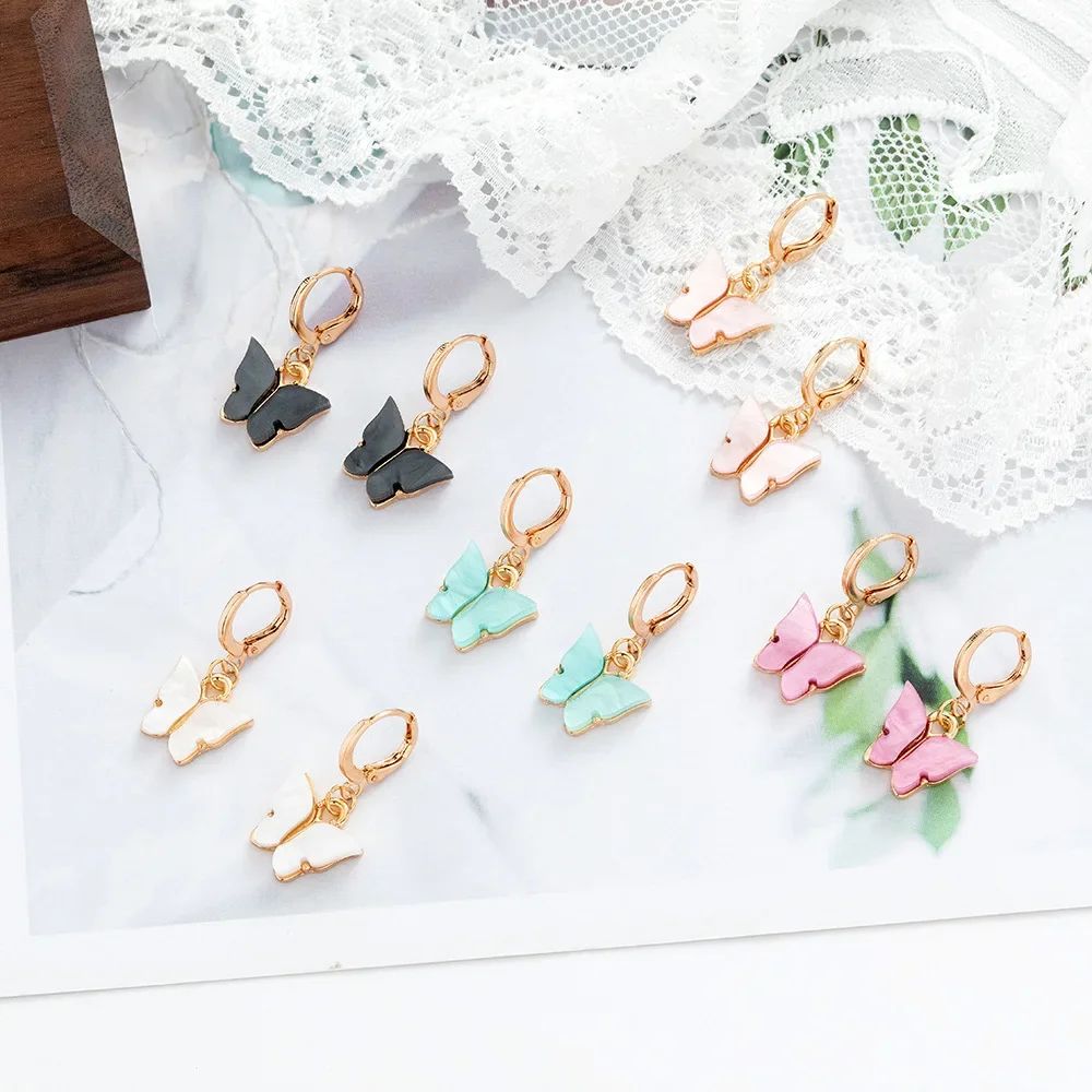 Korean version butterfly earrings style color acrylic earring butterfly earrings acrylic earrings
