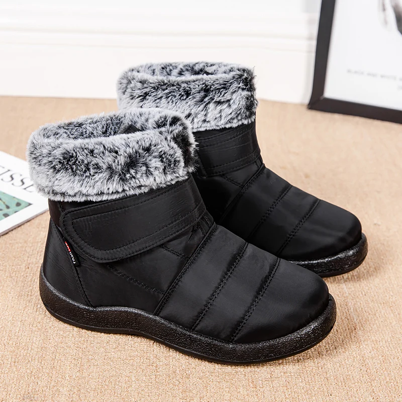 Womens Waterproof Boots Made Of Looped Rabbit Fur