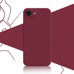 Premium 360° Soft Luxury Silicone Back Cover - Waterproof Square Design - iPhone 16e (Wine Red)