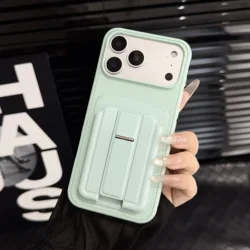 Luxury Folding Stand Wallet Case with Rotating Holder and Card Slot, Shockproof Back Cover - iPhone 14 Plus (Light Green)