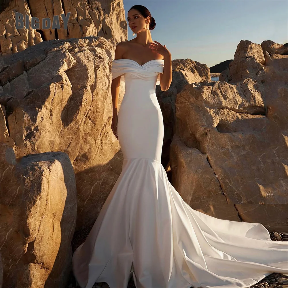 BIGDAY Off The Shoulder Mermaid Wedding Dress 2025 Lace-up Sweetheart Open Back Satin Bridal Gown Vestido De Noiva Customized 8 S70486028a2e946a5adbeedae88cd260a0