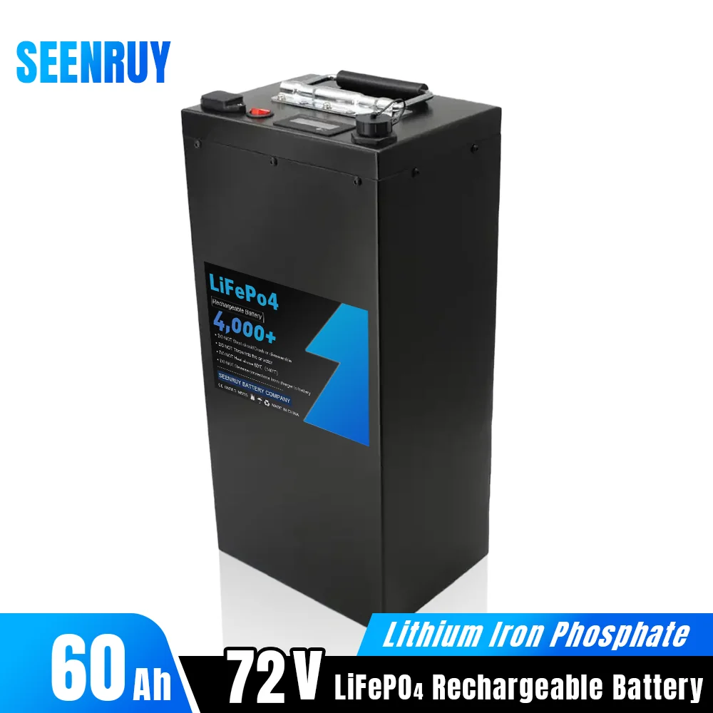 

72V 60Ah Lifepo4 Battery Pack 4000+ Deep Cycle Built-in 50A BMS Optional Bluetooth for Scooter Tricycle Electric Bike Golf Cart