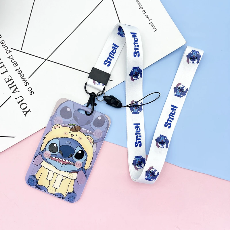 

Disney Lilo & Stitch Student Card Holder Boys & Girls Cartoon Cute Sliding Cover Durable ABS Waterproof Bus Metro ID Card Bag