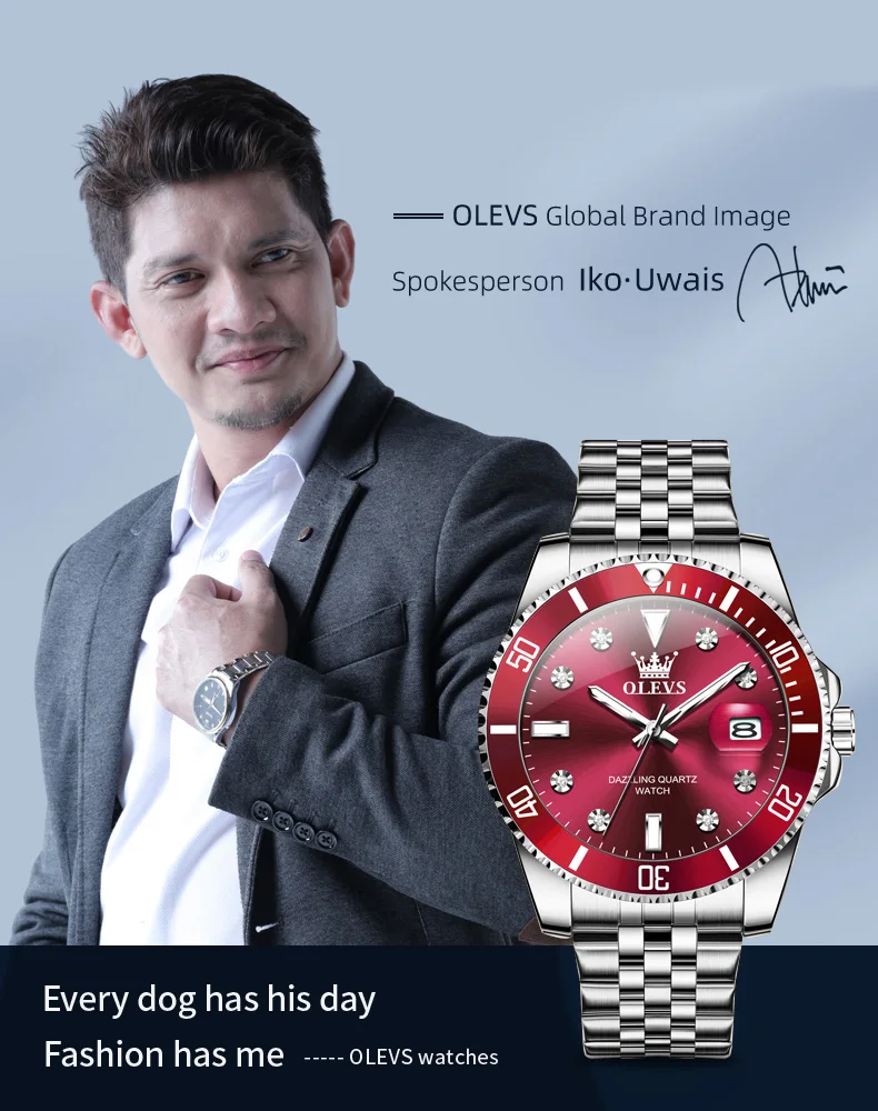 Luxury Mens Analog Quartz Watch - Submarine Series with One-Way Bezel