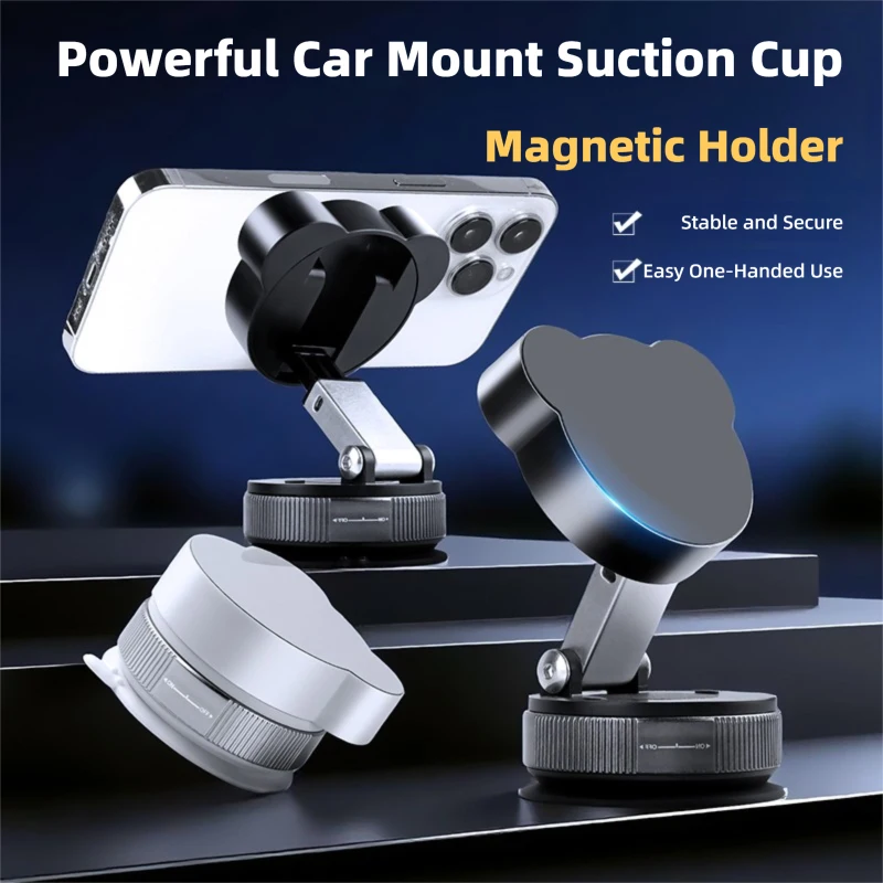 Vacuum Suction Cup&Magnetic Phone Holder Car Dashboard/Mirror/Gym For Magsaqfe iPhone 16~12 Pro Max Samsung Xiaomi Cell Bracket