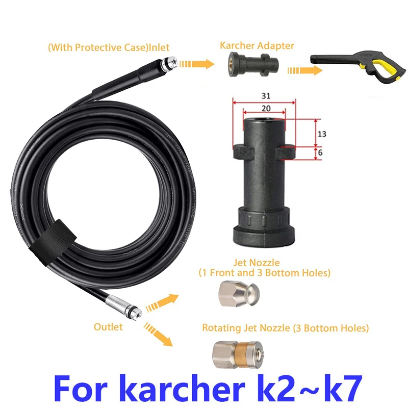 Nettoyage de tuyaux d'égouts à roues pour Karcher K2-K7 furet, nettoyage de  l'eau de Pipeline, buse de tuyau de lavage à haute pression, pistolet à eau  de voiture - AliExpress