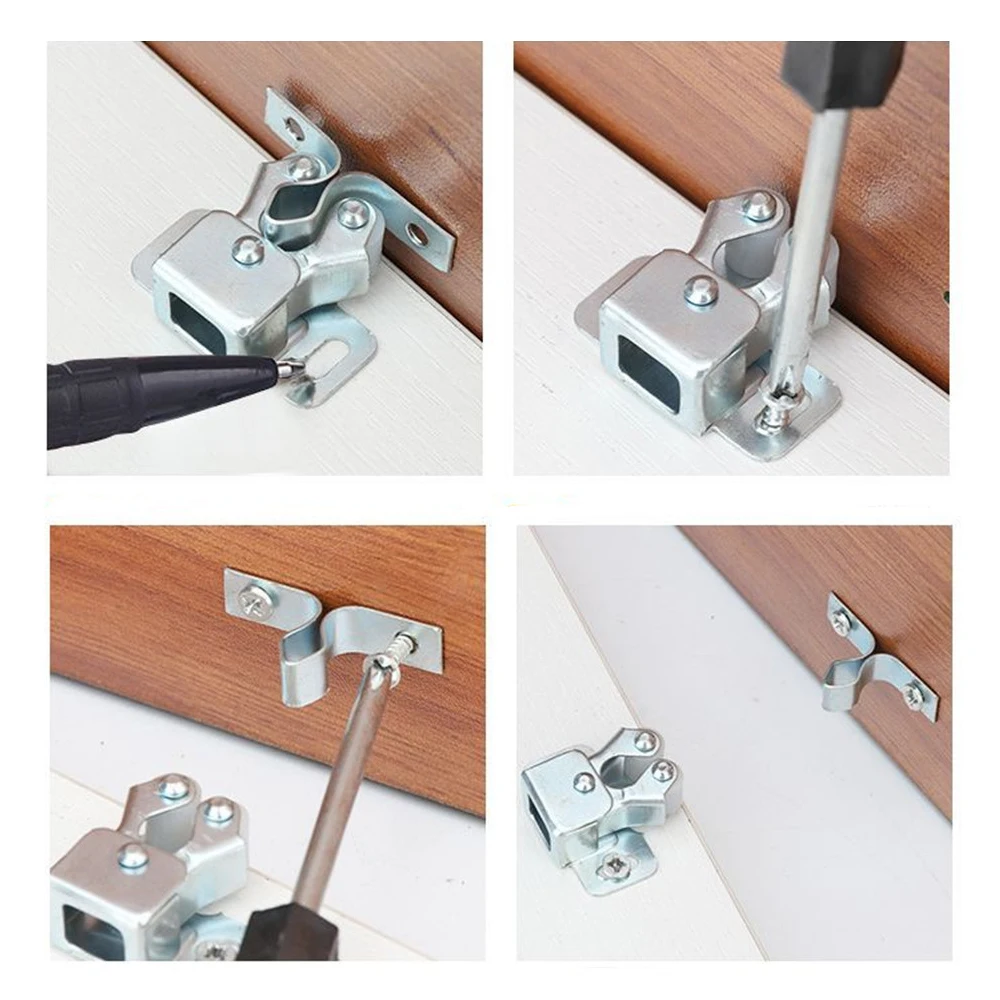 Double Ball Roller Catches Cupboard Cabinet Door Latch Locks Hardware Copper Door Clip Buckle Handle 1Pc