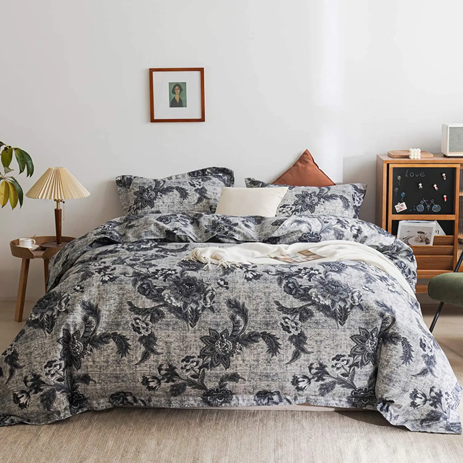

Simple&Opulence Linens Bedding Set 3Pcs Double Bed Reversible Floral Microfiber King Size Pillowcase Duvet Cover comforter Sheet