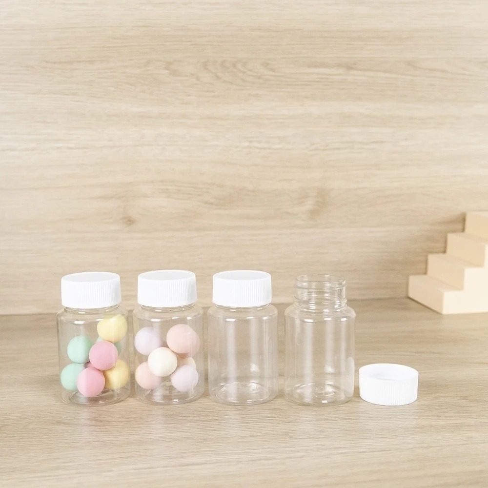 12Pcs 80ml Refillable Plastic Bottles PET with Screw Cap Empty Seal Solid Powder Medicine Pill Sample Vial Reagent Packing