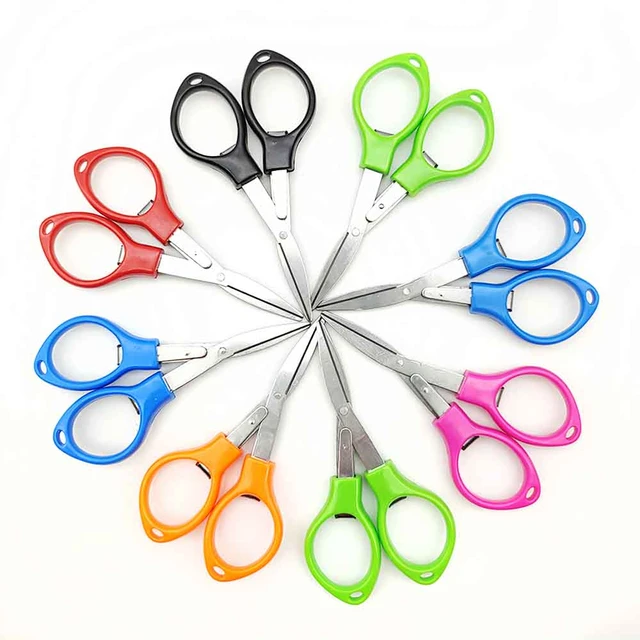 1pc Stainless Steel Folding Scissors With Plastic Handle Mini Fishing  Scissors Fishing Accessories