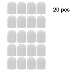 Universal Black Tire Stem Valve Caps with O - Ring Seals - 20 Pack (White)