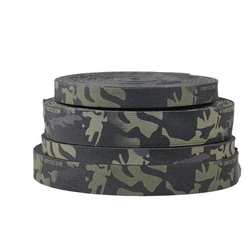 

MCBK Black Camo Ribbon 2cm/2.5cm/3.8cm/5cm wide Tactical Bag Strap Accessories Molle Tactical Equipment Ribbon 5M