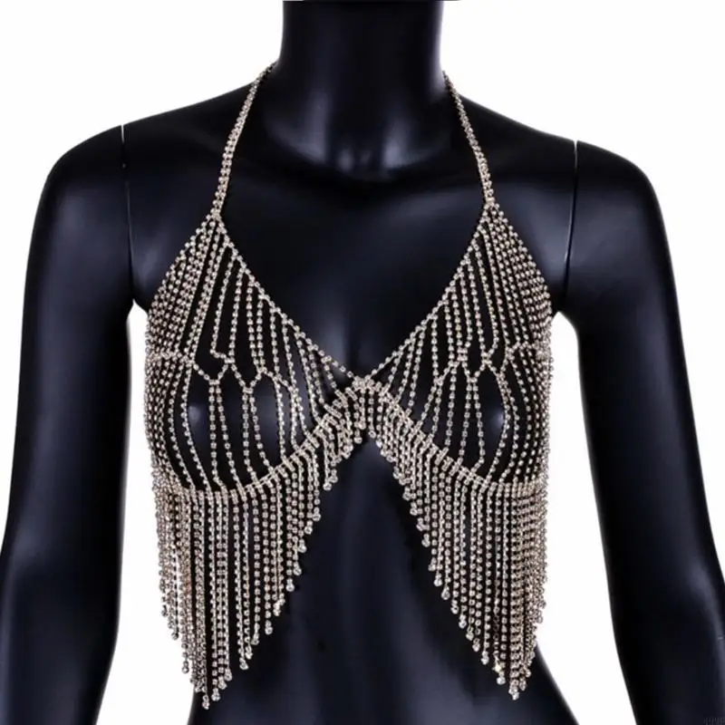 49MF Women's for Rhinestone Bra Crystal Body Chains for Beach Nightclub
