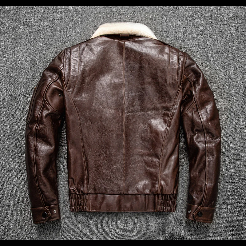 Description Picture 5 of itemTcyeek Men's Genuine Leather Jackets Short Slim Cow Leather Coat Male Clothing Autumn Winter Cotton Coats Chaquetas Hombre LM573