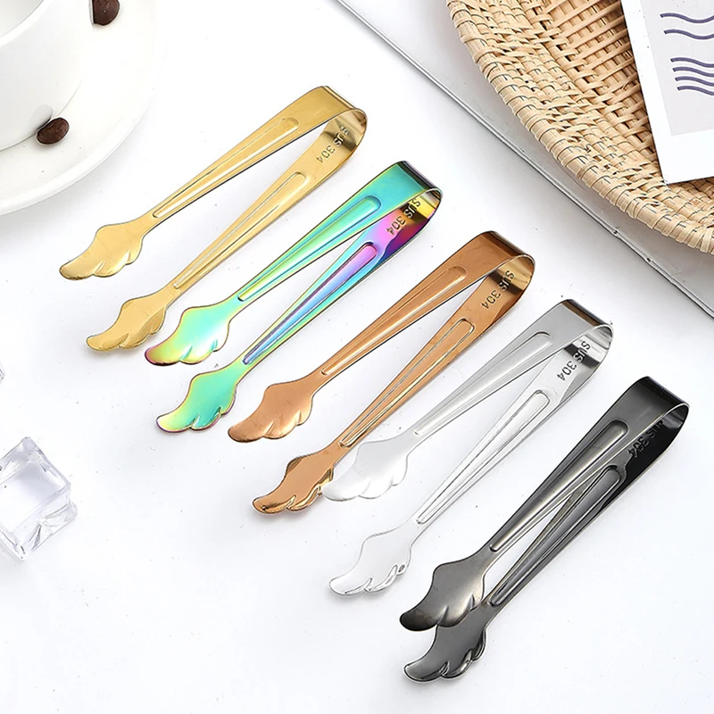 Stainless Steel Ice Cube Clip Sugar Tong Bar Ice-Cube Picker Clamp Coffee Tea Food Serving Tool BBQ Clips Kitchen Accessories