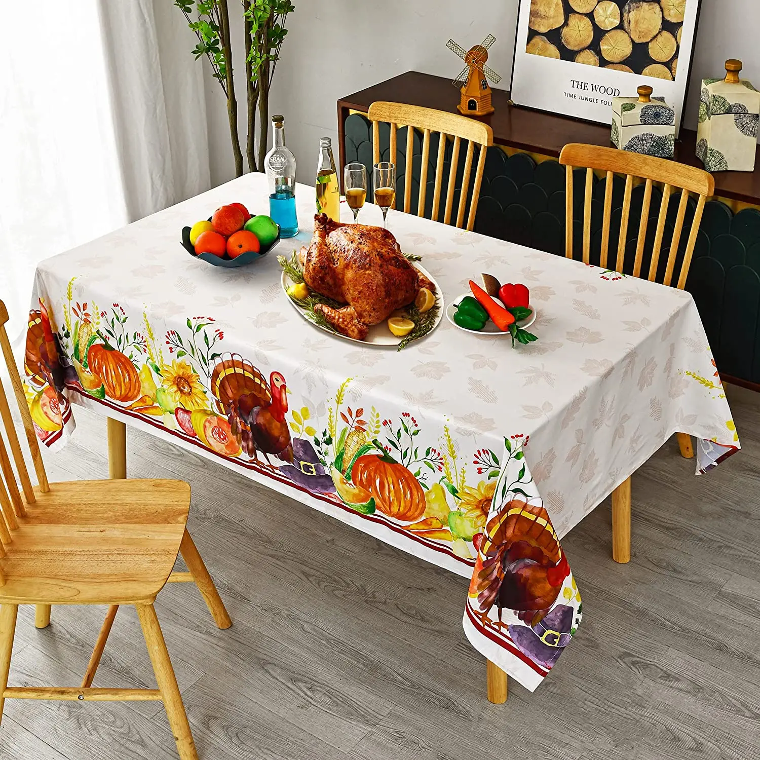 

Скатерть из индейки с тыквой на День Благодарения, кухонный декор для обеденного стола, Моющиеся Водонепроницаемые Чехлы для стола, украшение для свадебной вечеринки