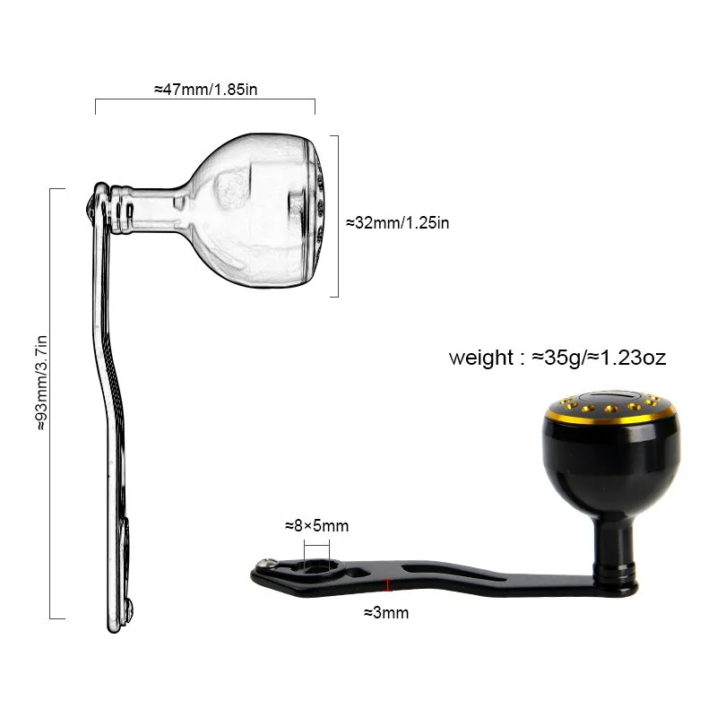 Single Fishing Reel Handle 93mm Metal Baitcasting reel Power Handle Aluminum Alloy DIY Fishing Accessory for DAIWA SHIMANO