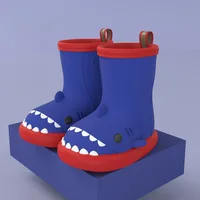 Children Baby Rain Boots Waterproof Rainshoes Cartoon Shark Todller Kids Shoes Boys Girls Water Shoes Soft Sole Anti-Slip 3
