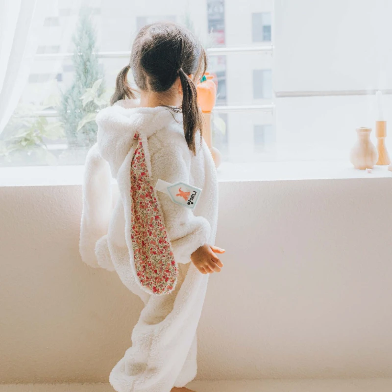 Korean Version of Children Jumpsuit Plush Rabbit Shape Thickened Cartoon Costume Pajamas for Girls Children Pajama Pijama Ni&ntilde;o