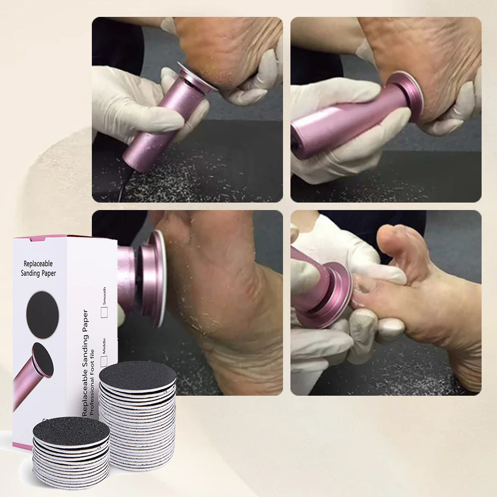 60Pcs 43mm Replaceable Sanding Paper Foot Dead Skin Remove Sanding Paper Replacement Sandpaper Discs Pedicure Tools