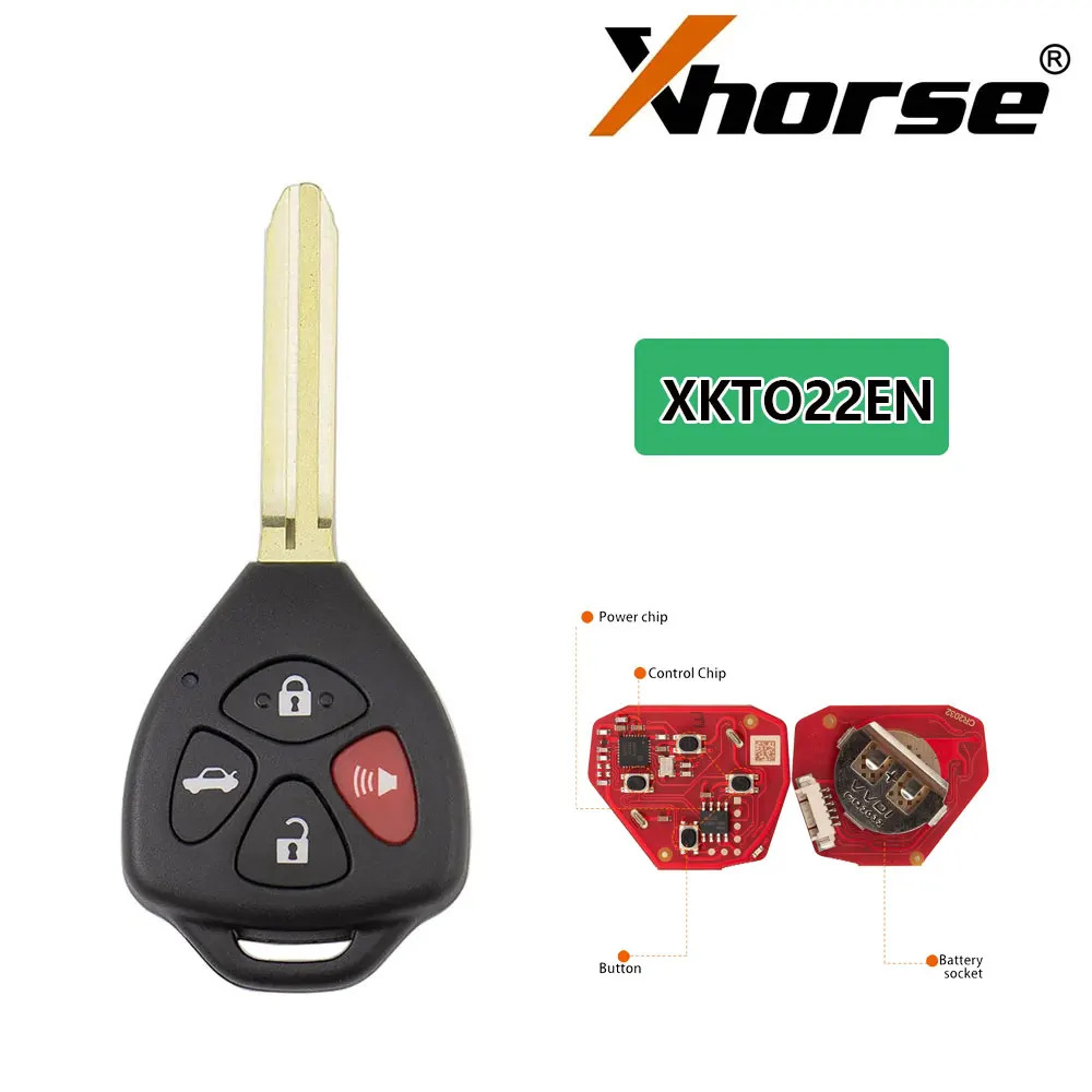 5pcs Xhorse XKTO22EN Universal Remote Key 2nd Generation 4 Button Wire Remote Key for Toyota Style Flat VVDI Mini / Key Tool Max