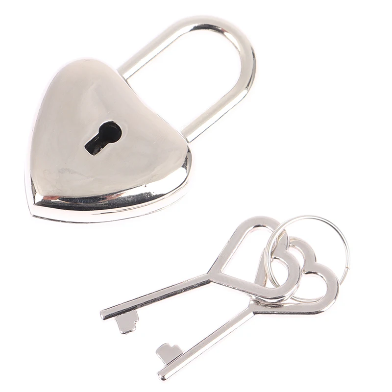 1Set Alloy Heart Shape Padlock Mini Luggage Hardware Locks Key Lock Travel Wedding Jewelry Box Diary Book Suitcase mini padlock travel padlock luggage padlock love heart lock
