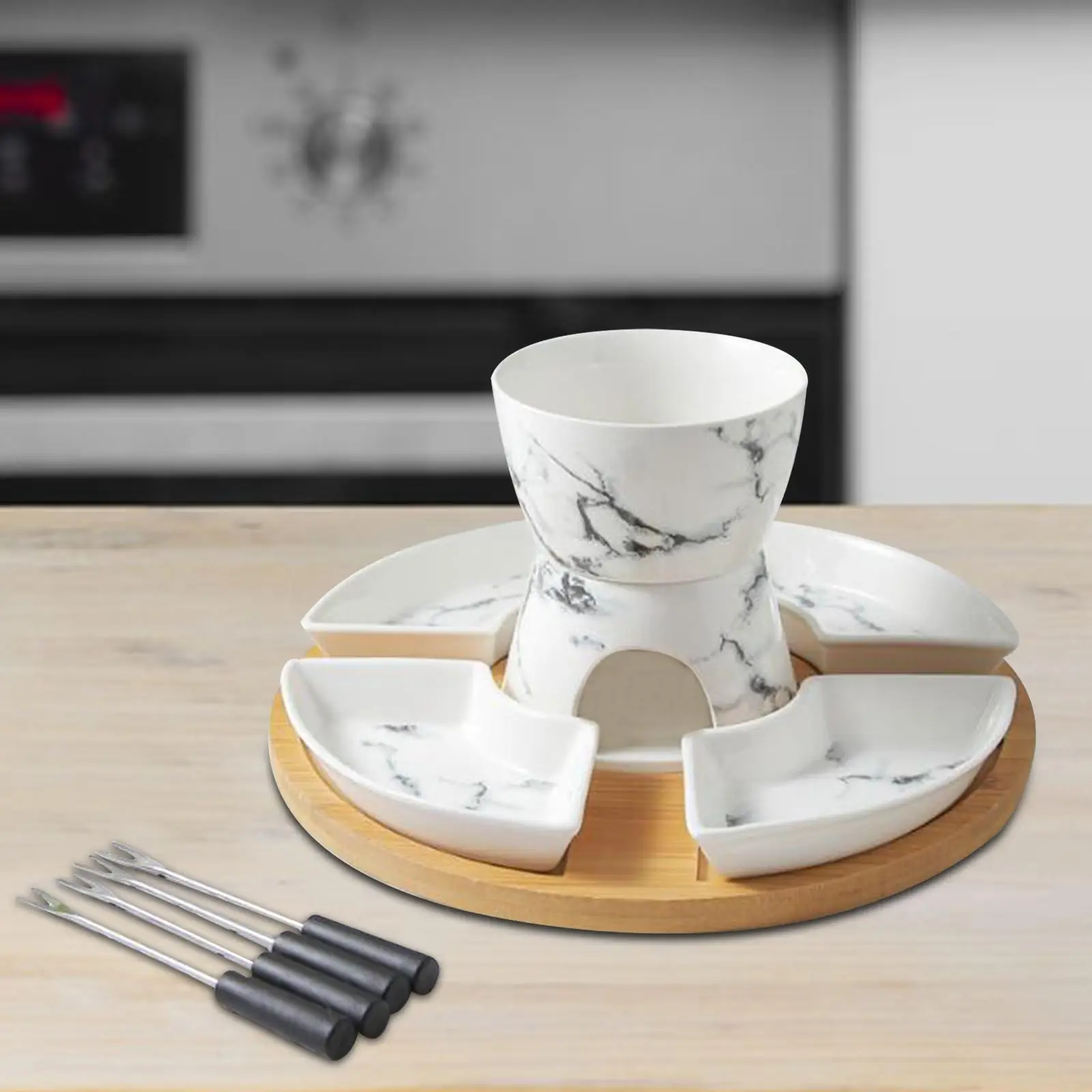 Fondue Pot Melting Pot Set, Chocolate Fondue and 4 Dishes, Butter Heater Melt Hot Bowl Set for Chocolate, Cheese