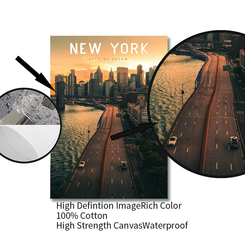 Manhattan Night Skyline Wall Art Canvas Print