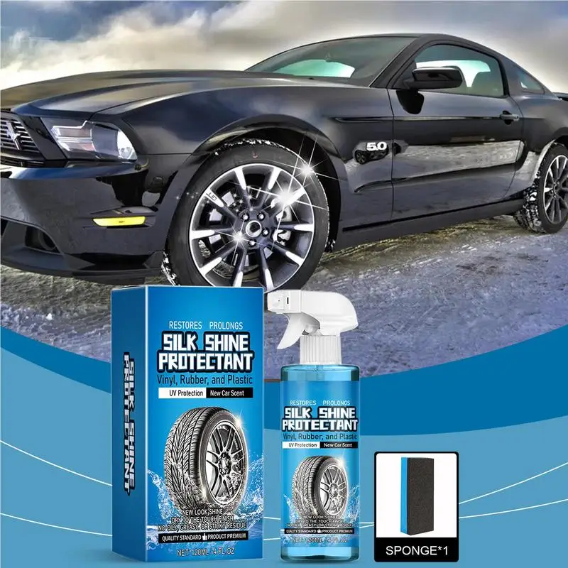 Wheel Cleaner Spray Powerful Vehicle Wheel Cleaner 120ml Auto Shine Rubber Part Portable Tire Shine Tire Stain
