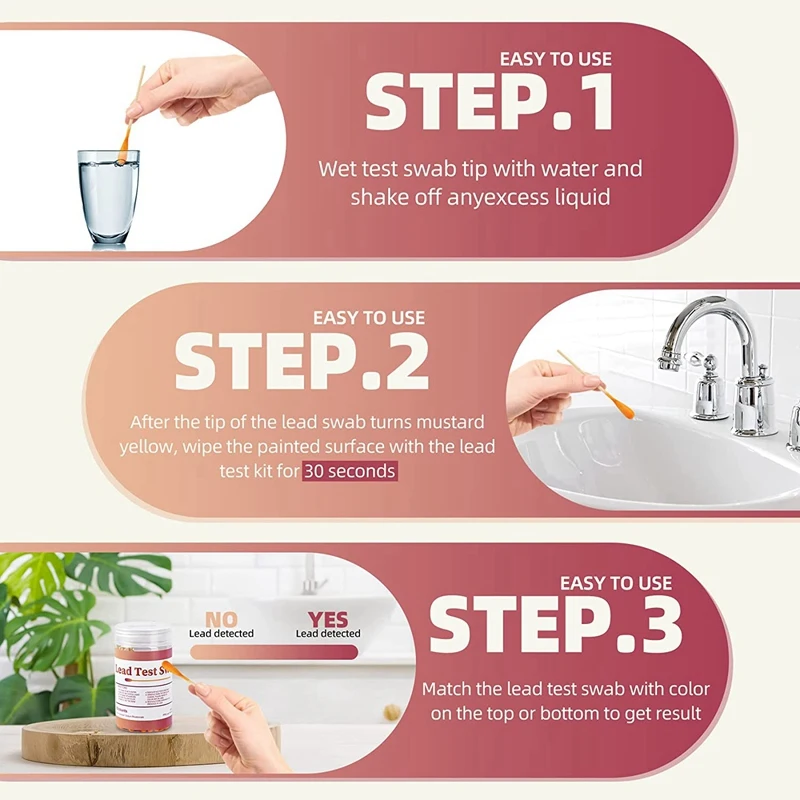 Lead Test Kit Swabs High Sensitive Instant Lead Paint Test Check Swab Testing Strips For Plaster Dishes Metal Home 60pcs lead test strips