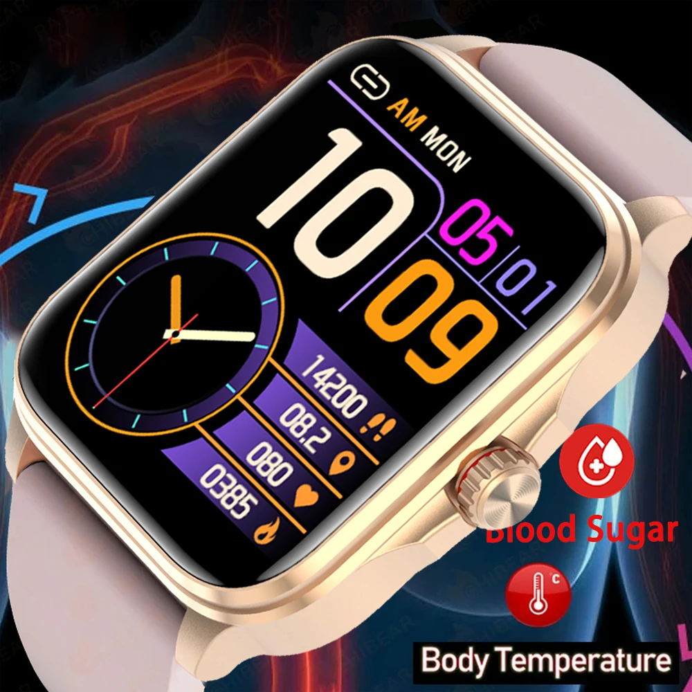 2024 New Blood Sugar Smart Watch Men Non Invasivo Glucosio Nel Sangue Cardiofrequenzimetro Monitor Per La Salute Bracciale Sportivo Smartwatch Da Donn