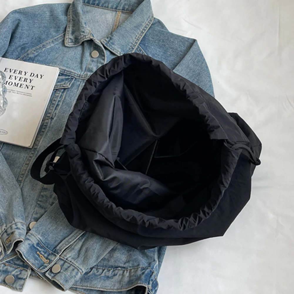 Women Simple Crossbody Bag Large Capacity Drawstring Sling Bag Adjustable Strap Lightweight Shopping Bag Female Travel Bag