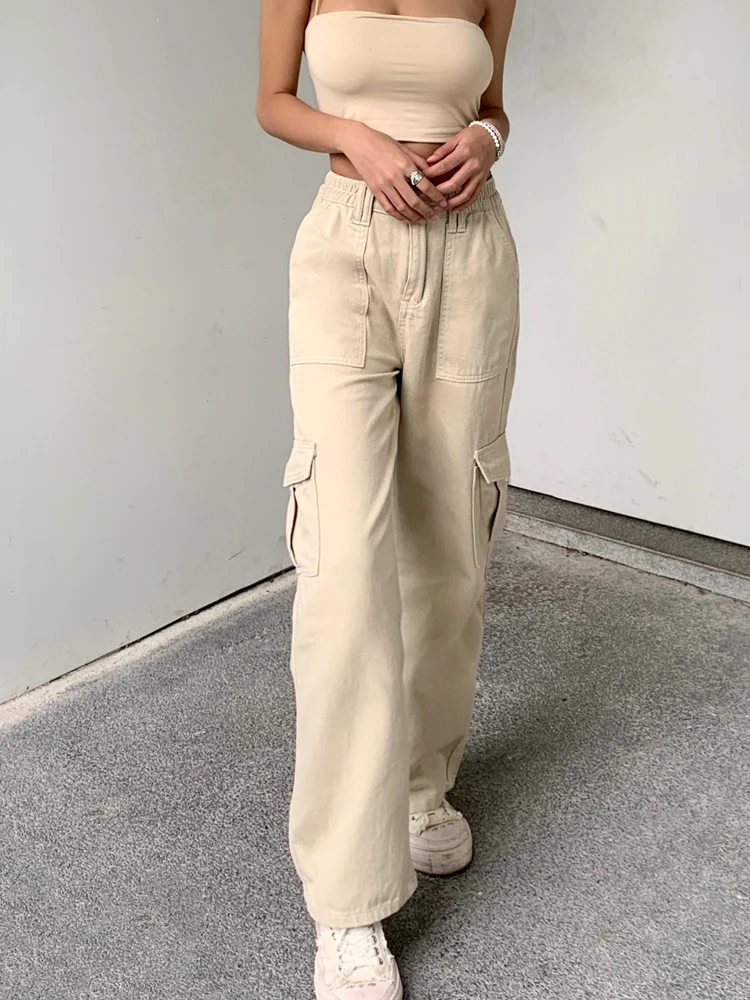 Khaki Pants Women Streetwear, Khaki Cargo Pants Women