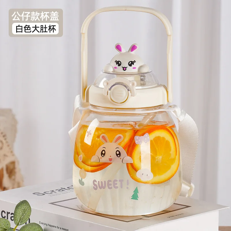 Large Capacity Water Cup, Cute Plastic Straw Cup Sports Water Bottle For  Children, Summer Big Belly Cup With Tea Filter - Temu