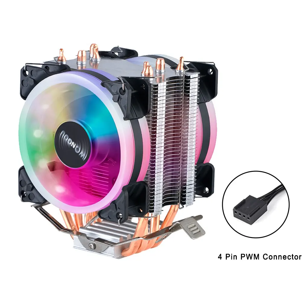 Enhanced RGB CPU Cooler with 4 Heatpipes and 90mm PWM Fan