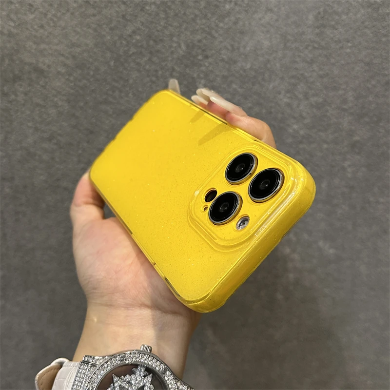 Luminous Yellow Glitter Silicone Phone Case