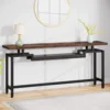 70 inch Sofa Table, Narrow Long Console Table with 2 Tiers, Industiral TV Console Behind Couch Table with Storage for Entryway, 1