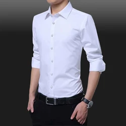 Stylish Men's Slim Fit Casual Business Dress Shirts Male Long Sleeve Tops Fashion White/Black/Light Blue/Dark Blue/Pink/Wine Red